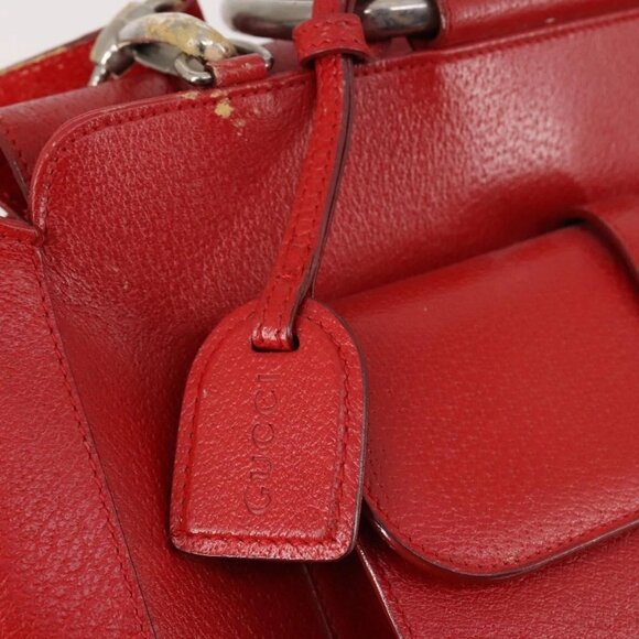 GUCCI Hand Bag Leather 2way Red - Picture 11 of 16